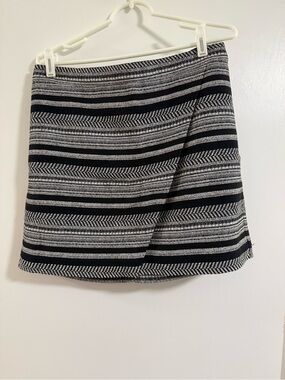 J. Crew Black and Gray Striped Knit Mini Skirt